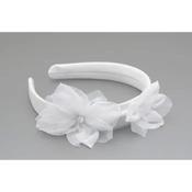 White First Holy Communion Headband Style W-421