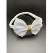 White/Gold Handmade Baby Girl Christening Headband Style 1027 image