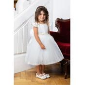 Beautiful Handmade Ivory Christening Dress With Gold and Pearl Detail Belt Style Kenzi image
