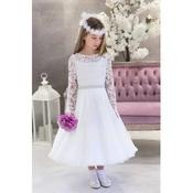 White Handmade Ballerina Length First Holy Communion Dress Style JULIANA image