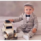 Beige/White Baby Boy Christening Outfit Style IVO image