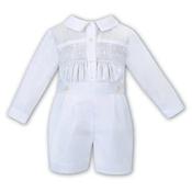 Sarah Louise White Baby Boy Christening Romper Style C4000