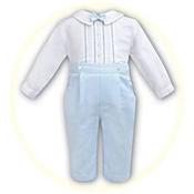 Sarah Louise White/Blue Baby Boy Christening Romper Style 002218