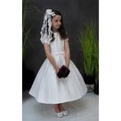 Simple Elegant Handmade First Holy Communion Dress style Demi Short Ivory image