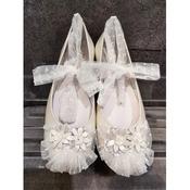HANDMADE SPANISH IVORY FIRST HOLY COMMUNION SHOES BY TINNY SHOES STYLE 17212 image