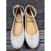 SPANISH SILVER GLITTER FIRST HOLY COMMUNION SHOES BY TINNY SHOES STYLE 16232 image