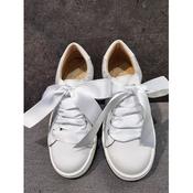Spanish White/Metal First Holy Communion/Special Occasion Shoes By Tinny Shoes Style 15232 image
