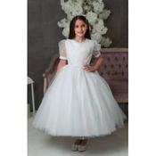 PAULA'S COMMUNION WHITE TEA-LENGTH FIRST HOLY COMMUNION DRESS STYLE PJ-51 image