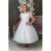 PAULA'S COMMUNION WHITE TEA-LENGTH FIRST HOLY COMMUNION DRESS STYLE PJ-52