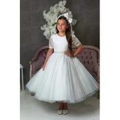 PAULA'S COMMUNION WHITE TEA-LENGTH FIRST HOLY COMMUNION DRESS STYLE PJ-59