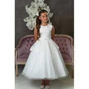 PAULA'S COMMUNION WHITE TEA-LENGTH FIRST HOLY COMMUNION DRESS STYLE PJ-43 image