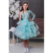 Glittered Mint Confirmation One Shoulder Dress with Lace Style EF 31 image