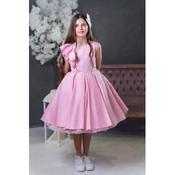 Pink Satin Confirmation Dress with Beads and Ruffle Style EF 37 image