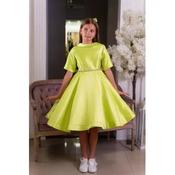 Lime Confirmation Dress &amp; Matching Hair Bow Clip Style AL5313 image