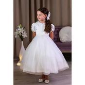 PAULA'S COMMUNION WHITE TEA-LENGTH FIRST HOLY COMMUNION DRESS STYLE PJ-95 image
