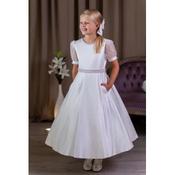 PAULA'S COMMUNION WHITE TEA-LENGTH FIRST HOLY COMMUNION DRESS STYLE PJ-92 image