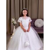 Polka Bridal White First Holy Communion Dress Style T-308 image