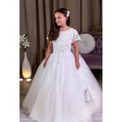 Polka Bridal White First Holy Communion Dress Style T-307 image