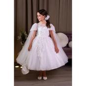 Polka Bridal White First Holy Communion Dress Style T-290 image
