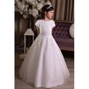 Linzi Jay White First Holy Communion Dress Embroidered Lace&amp;Soft Tulle Skirt Style PARKER image