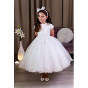 PAULA'S COMMUNION WHITE TEA-LENGTH FIRST HOLY COMMUNION DRESS STYLE PJ-90 image
