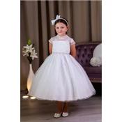 PAULA'S COMMUNION WHITE TEA-LENGTH FIRST HOLY COMMUNION DRESS STYLE PJ-83 image