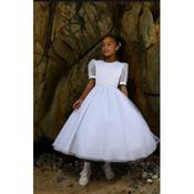 PAULA'S COMMUNION WHITE TEA-LENGTH FIRST HOLY COMMUNION DRESS STYLE PJ-93 image