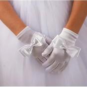 Classic White Satin Bow Communion Gloves GLOVE04