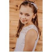 Classic White First Holy Communion Headband with Pearls&amp;Flowers Style 2250