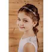 Ivory/Silver Communion Floral Headband with Pearls Style 77526 image