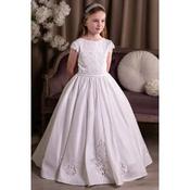 Sweetie Pie White  First Holy Communion Dress with Lace Cap Sleeves, Embellished Bodice&amp;Elegant back Detail  Style RB682
