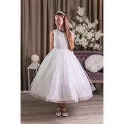Sweetie Pie White Pearl Bodice and Tulle Skirt First Holy Communion Dress Style RB687 image