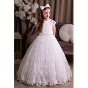 Sweetie Pie White Lace Floral First Holy Communion Dress Style 5032 image