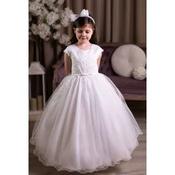 Sweetie Pie Exclusive Glitter Skirt White First Holy Communion Dress with Floral Detail Style C580-FA image