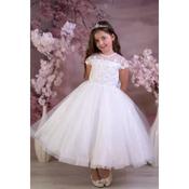 Sweetie Pie White  First Holy Communion Dress with Beaded Bodic&amp;Sparkling Full Tulle Skirt Style RB686 image