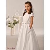 Sienna Rose White First Holy Communion Dress Delicate Pearl Edging&amp;Bow Detail  Style SR734 image