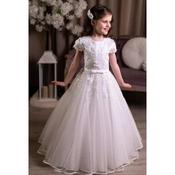 Sienna Rose White First Holy Communion Dress Lace&amp;Flower Embellishments Detail  Style SR737 image