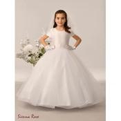 Sienna Rose White First Holy Communion Dress with Glitter Skirt and Pearls Details Style SR738 image
