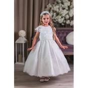 Sweetie Pie White First Holy Communion Dress with Lace Bodice and Tulle Skirt Style RB685 image