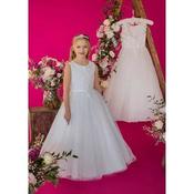 White First Holy Communion Dress with Lace Applique and Glitter Tulle Style LIBERTY image