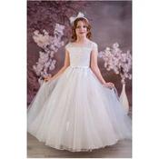 Sweetie Pie White First Holy Communion Dress with Lace Top and Tulle Skirt Style 5031 image