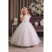 Sweetie Pie Ivory First Holy Communion Dress with Floral Bodice&amp;Glitter Tulle Skirt Style 5034 image