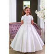 Special Day White Satin Dress with Embroidery Details and Corset Back Style SD25961 image