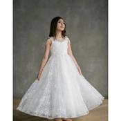 Elegant Lace Handmade Ivory First Holy Communion Dress with Pearl Strap Detail by TETER WARM STYLE JF04 image