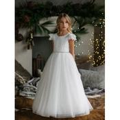 Lace Handmade Ivory First Holy Communion Dress with Diamonte Waist Detail&amp;Back Bow by TETER WARM STYLE SK15 image