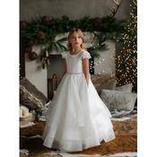 Lace Handmade Ivory First Holy Communion Dress with Crystl Waist Detail&amp;Back Bow by TETER WARM STYLE SK45 image