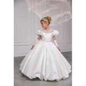 Handmade Ivory Satin First Holy Communion Dress with Diamonds Details Style EF03 image
