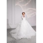 Handmade Ivory First Holy Communion Dress with Beaded Bodice and Ruffle Skirt Style EF11 image