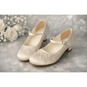 Sweetie Pie Ivory First Holy Communion Heel Shoes for Girls  with Pearl&amp;Crystal Style SW8216 image