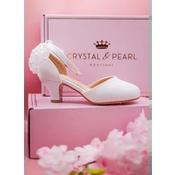 Girls White Communion Shoes with Pearl Detail Style SHOE09 image